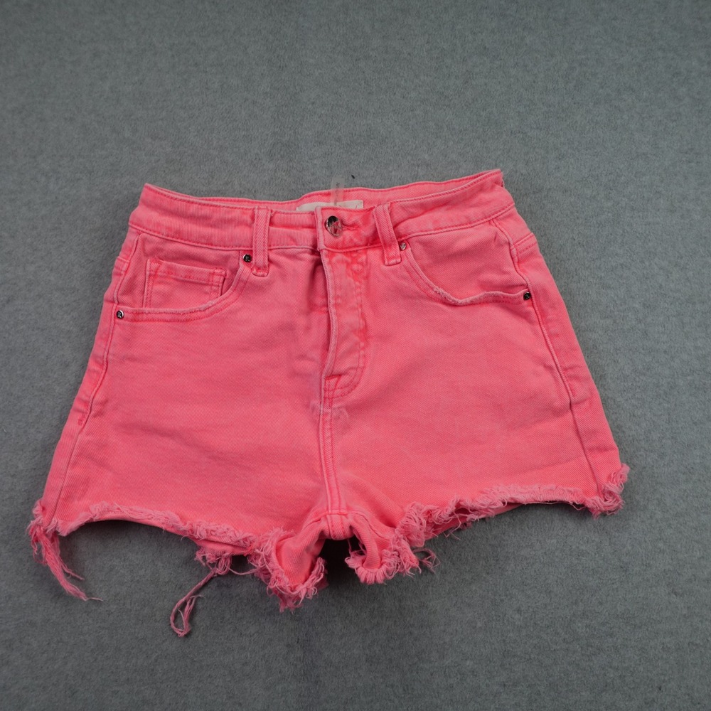 Risen Jeans Shorts Women S Hot Pink Frayed Hem Denim Casual Cut Off